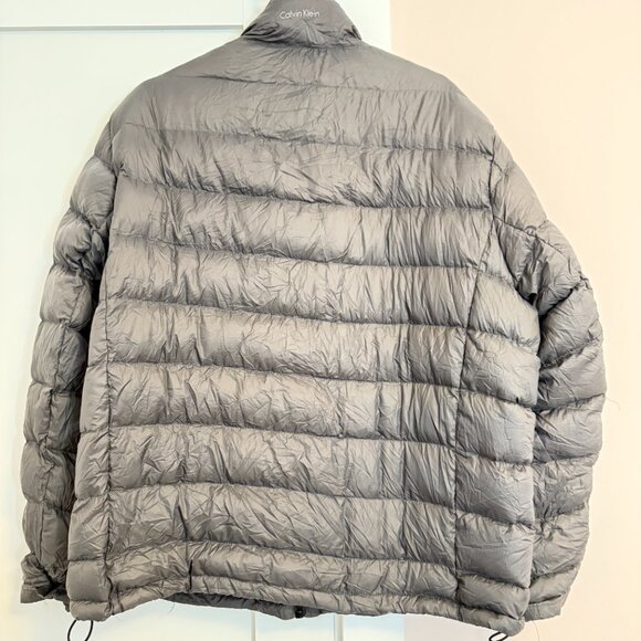 Calvin Klein Down Jacket Gray Size XL Light Weight Warm Packable - Picture 2 of 8